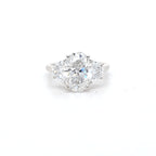 IGI 3.03ct D/VS2 Oval Shape LAB Diamond Ring with Half Moon Side Stones Set in Platinum - Montpellier Jewellers