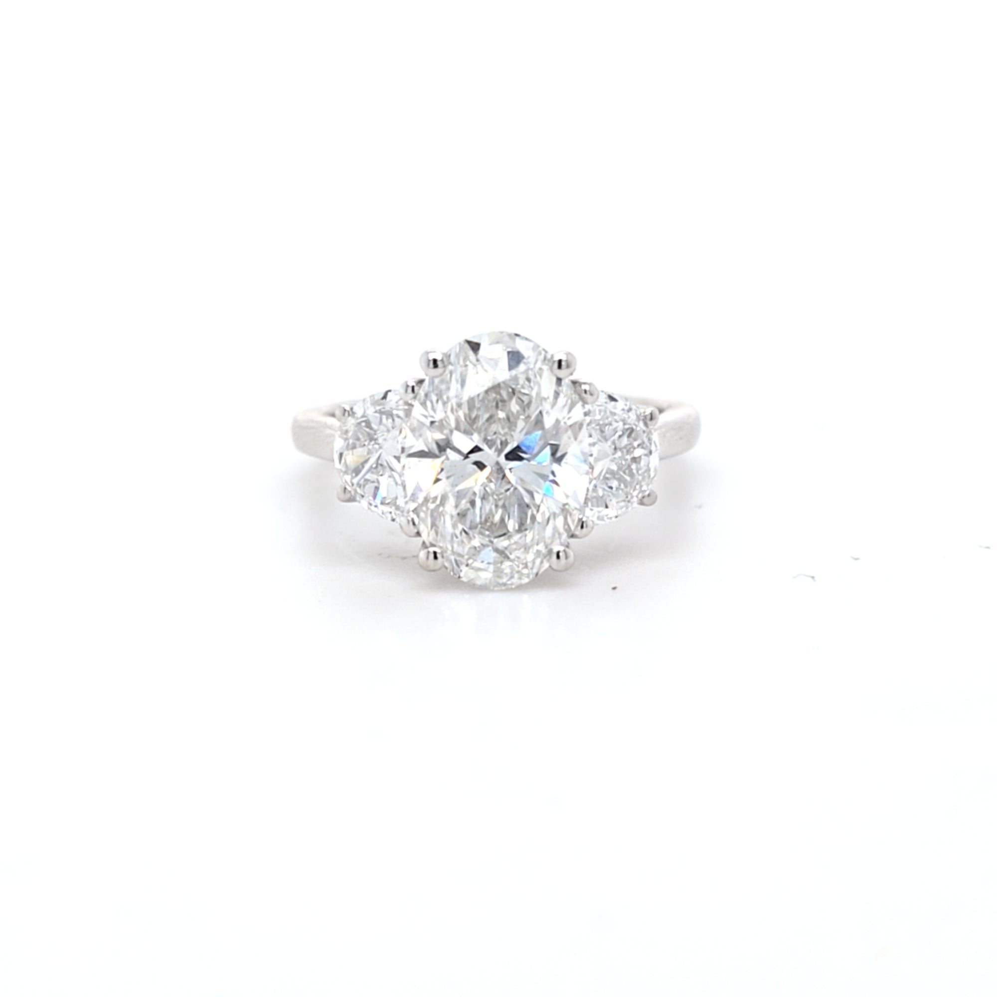 IGI 3.03ct D/VS2 Oval Shape LAB Diamond Ring with Half Moon Side Stones Set in Platinum - Montpellier Jewellers