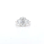 IGI 3.03ct D/VS2 Oval Shape LAB Diamond Ring with Half Moon Side Stones Set in Platinum - Montpellier Jewellers