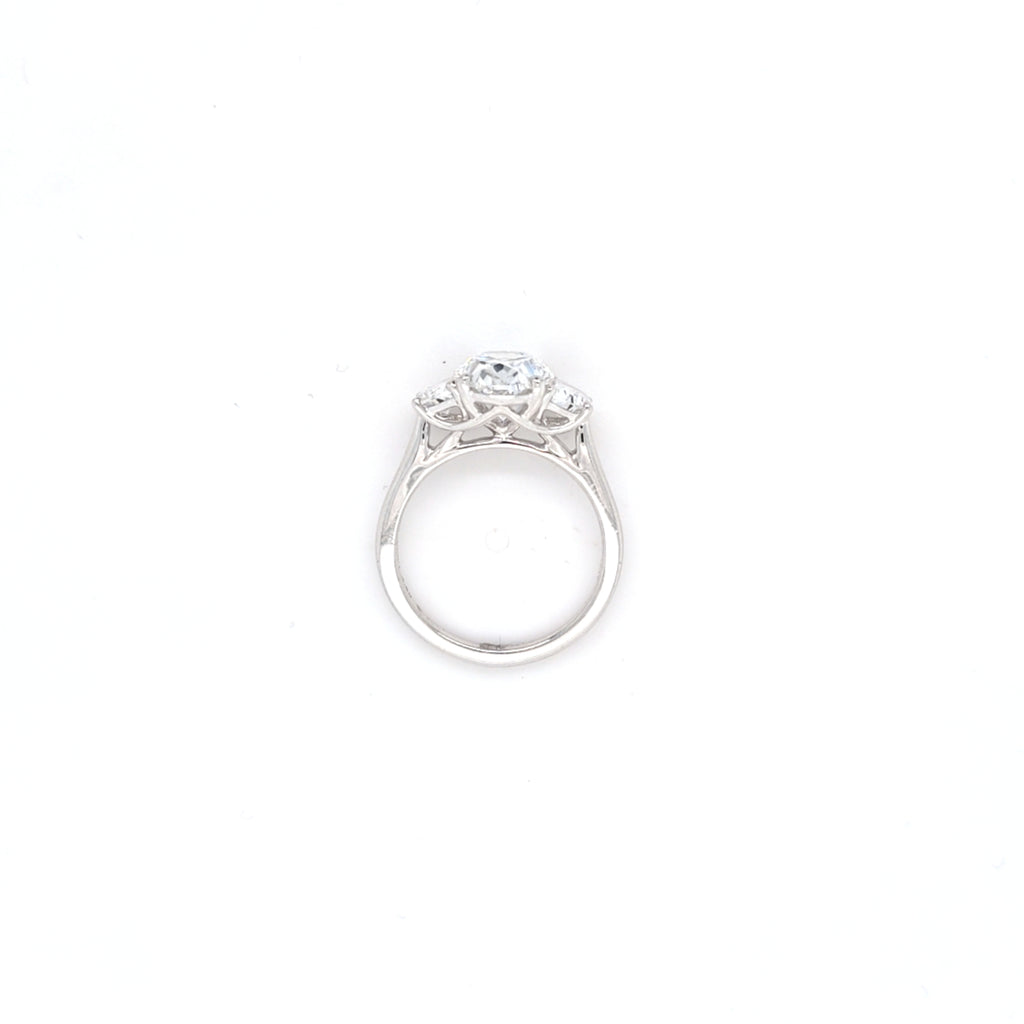 IGI 3.03ct D/VS2 Oval Shape LAB Diamond Ring with Half Moon Side Stones Set in Platinum - Montpellier Jewellers