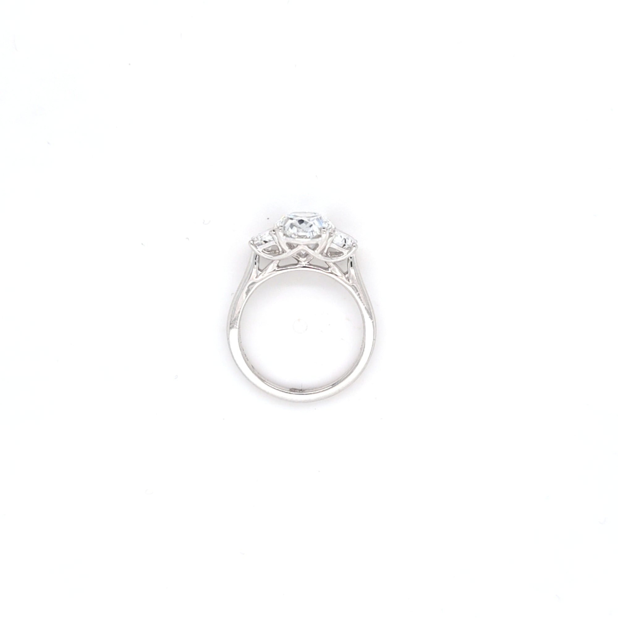 IGI 3.03ct D/VS2 Oval Shape LAB Diamond Ring with Half Moon Side Stones Set in Platinum - Montpellier Jewellers