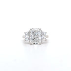 IGI 3.07ct D/VS1 Radiant Cut LAB Diamond Solitaire Ring with Trapezoid Side Stones Set in Platinum - Montpellier Jewellers
