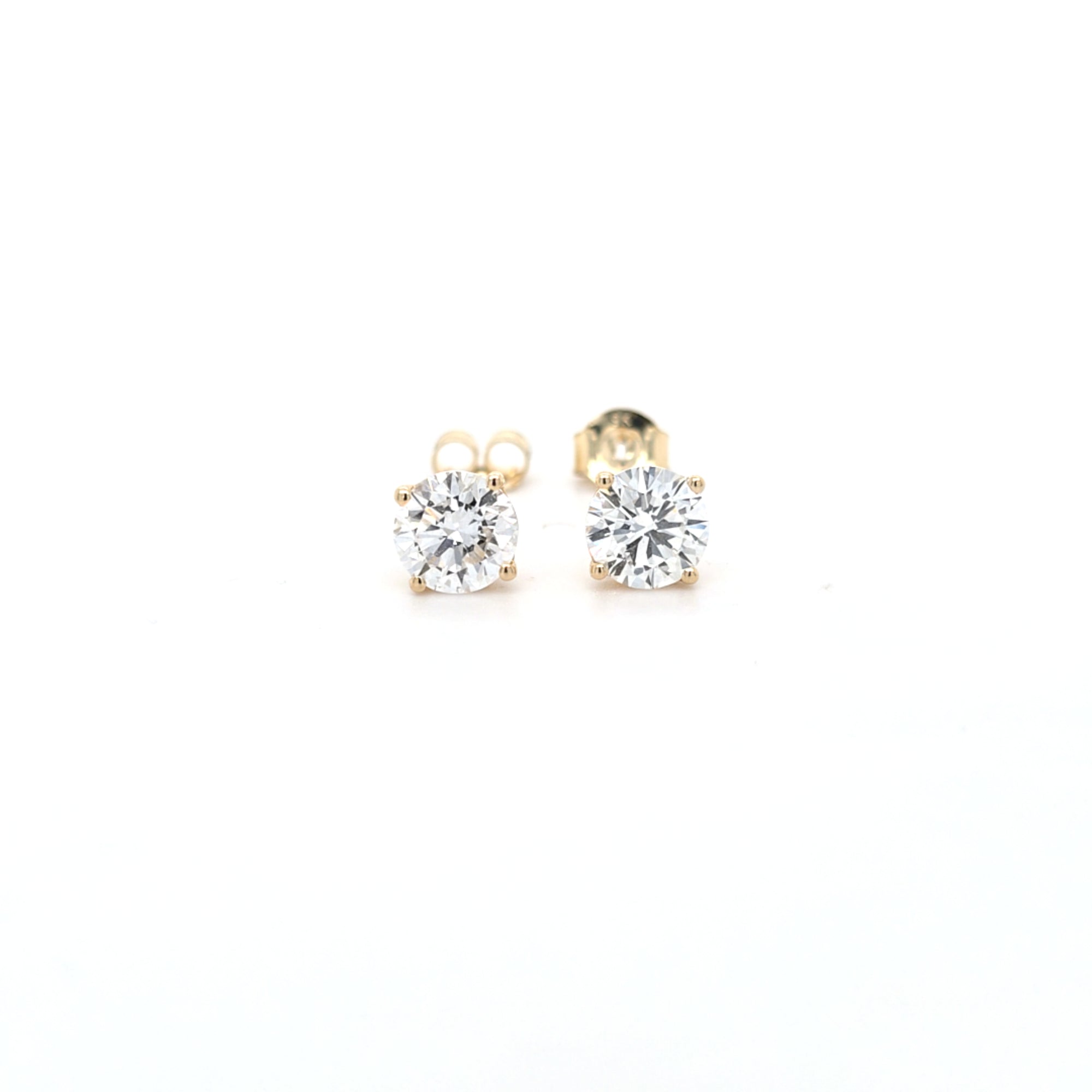 2.06ct F/VS LAB Diamond Stud Earrings Set In Yellow Gold - Montpellier Jewellers