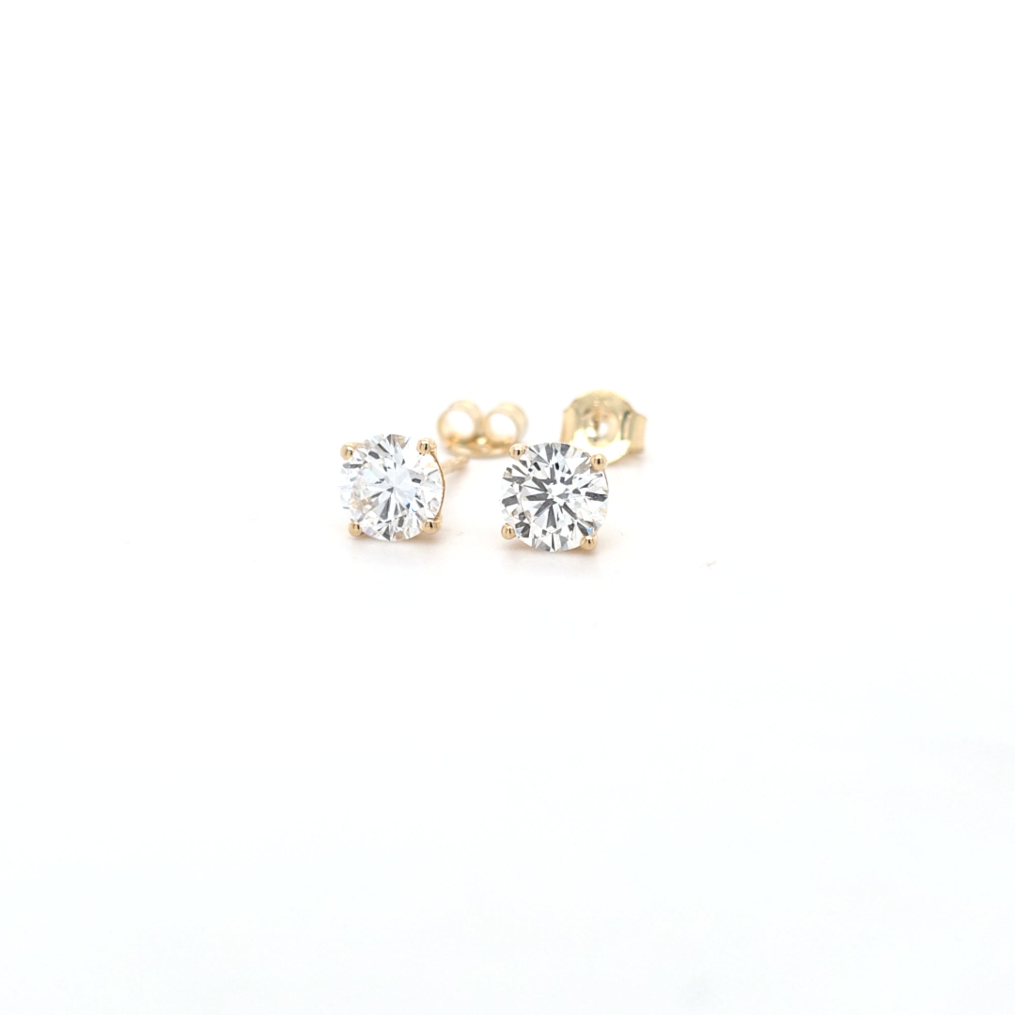 2.06ct F/VS LAB Diamond Stud Earrings Set In Yellow Gold - Montpellier Jewellers