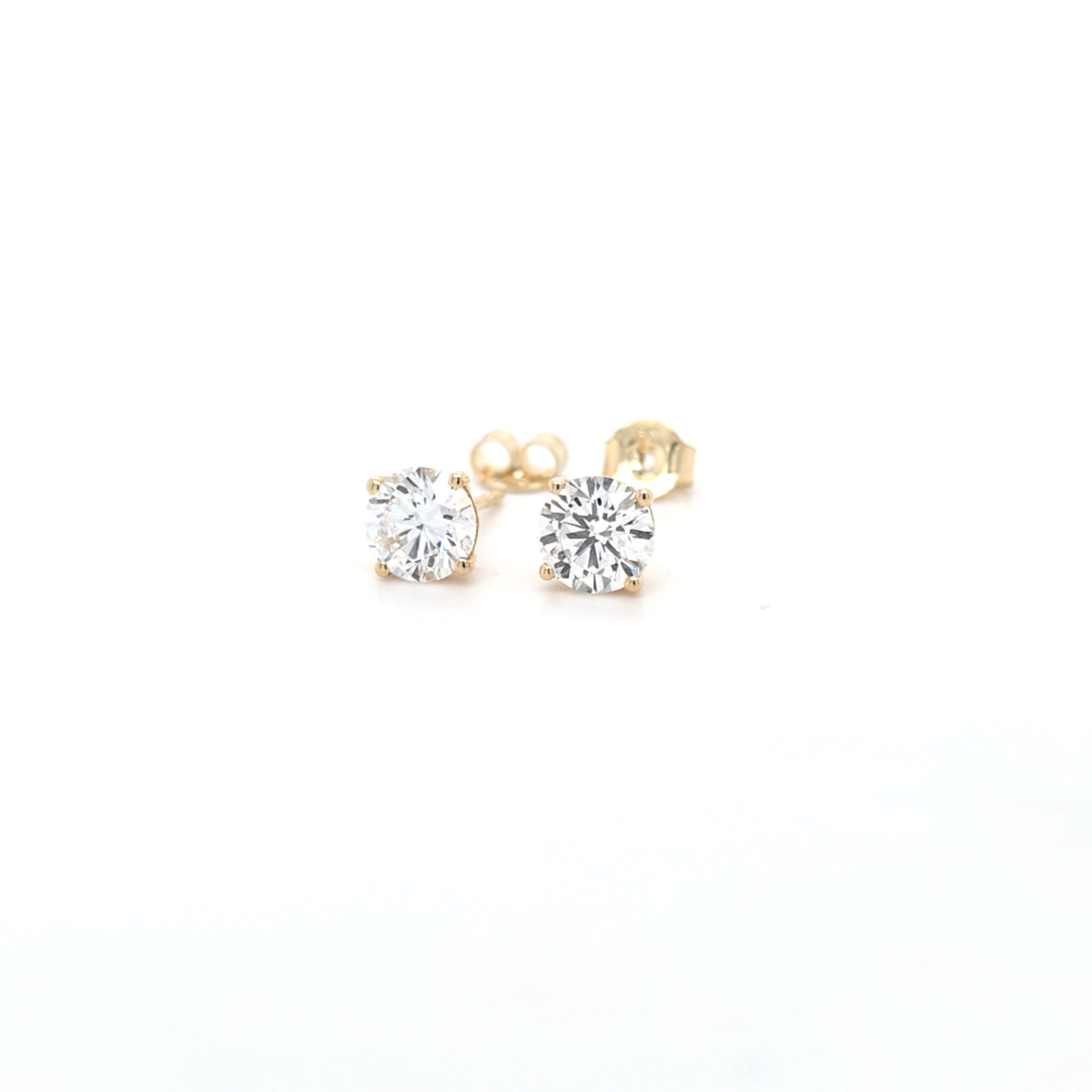 2.06ct F/VS LAB Diamond Stud Earrings Set In Yellow Gold - Montpellier Jewellers