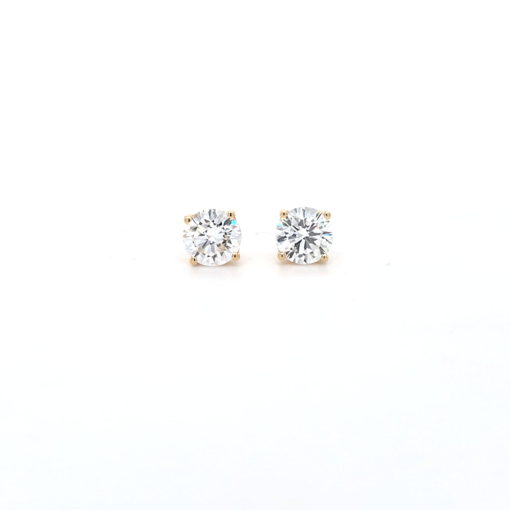 2.06ct F/VS LAB Diamond Stud Earrings Set In Yellow Gold - Montpellier Jewellers