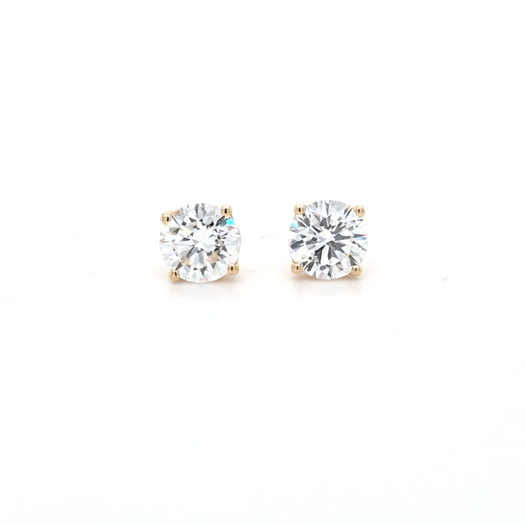 2.06ct F/VS LAB Diamond Stud Earrings Set In Yellow Gold - Montpellier Jewellers