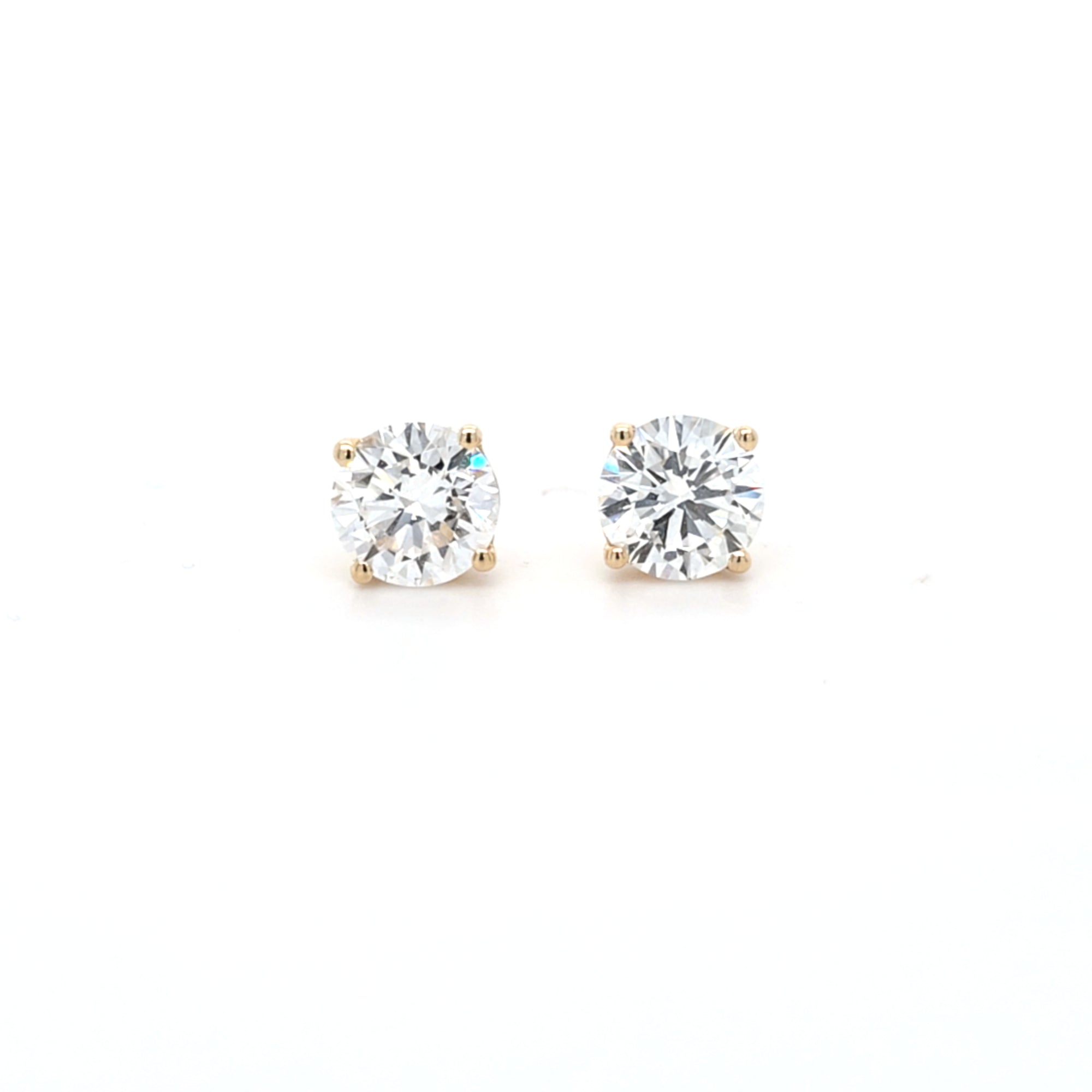 2.06ct F/VS LAB Diamond Stud Earrings Set In Yellow Gold - Montpellier Jewellers
