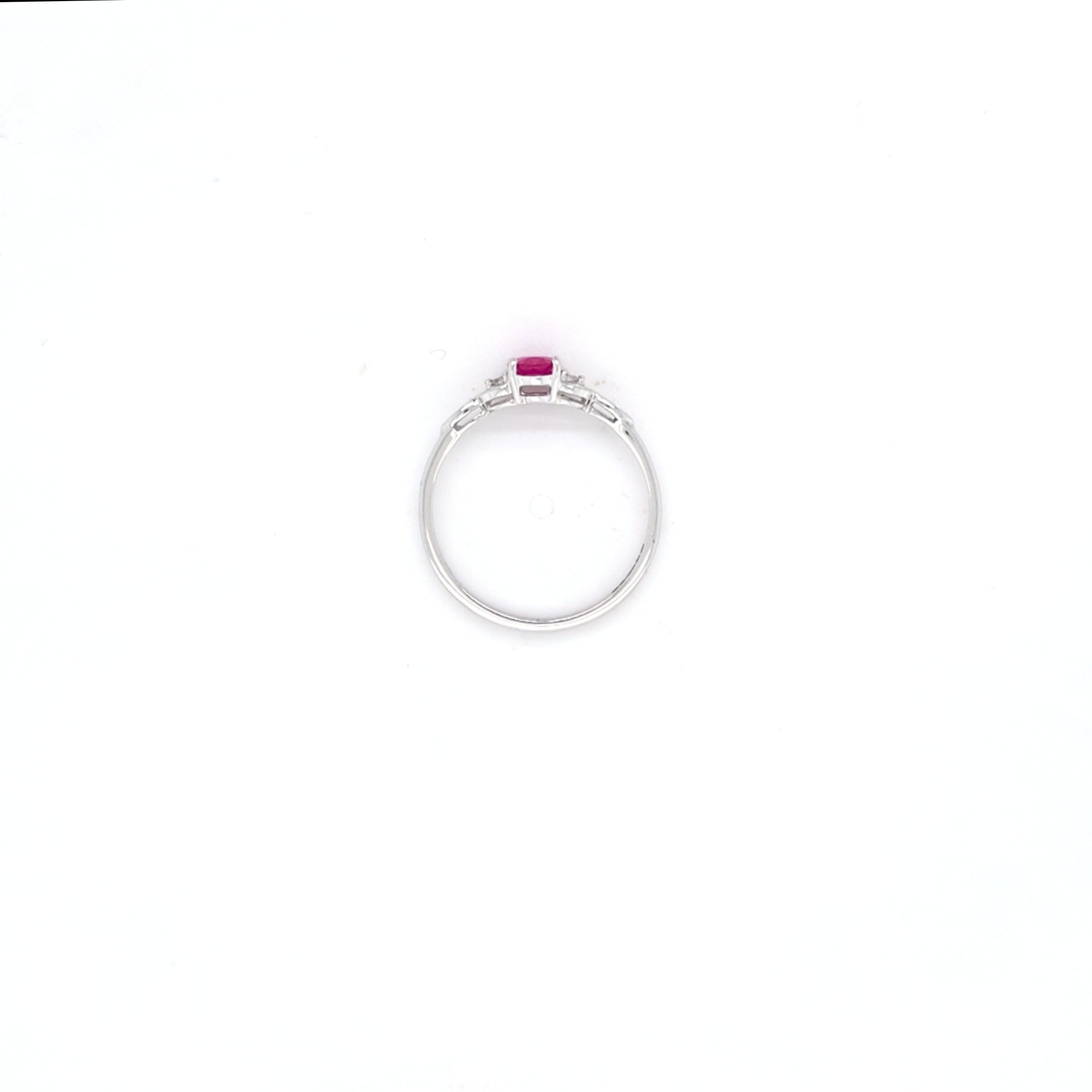 0.65ct Oval Cut Ruby & Diamond Fancy Ring Set in White Gold - Montpellier Jewellers