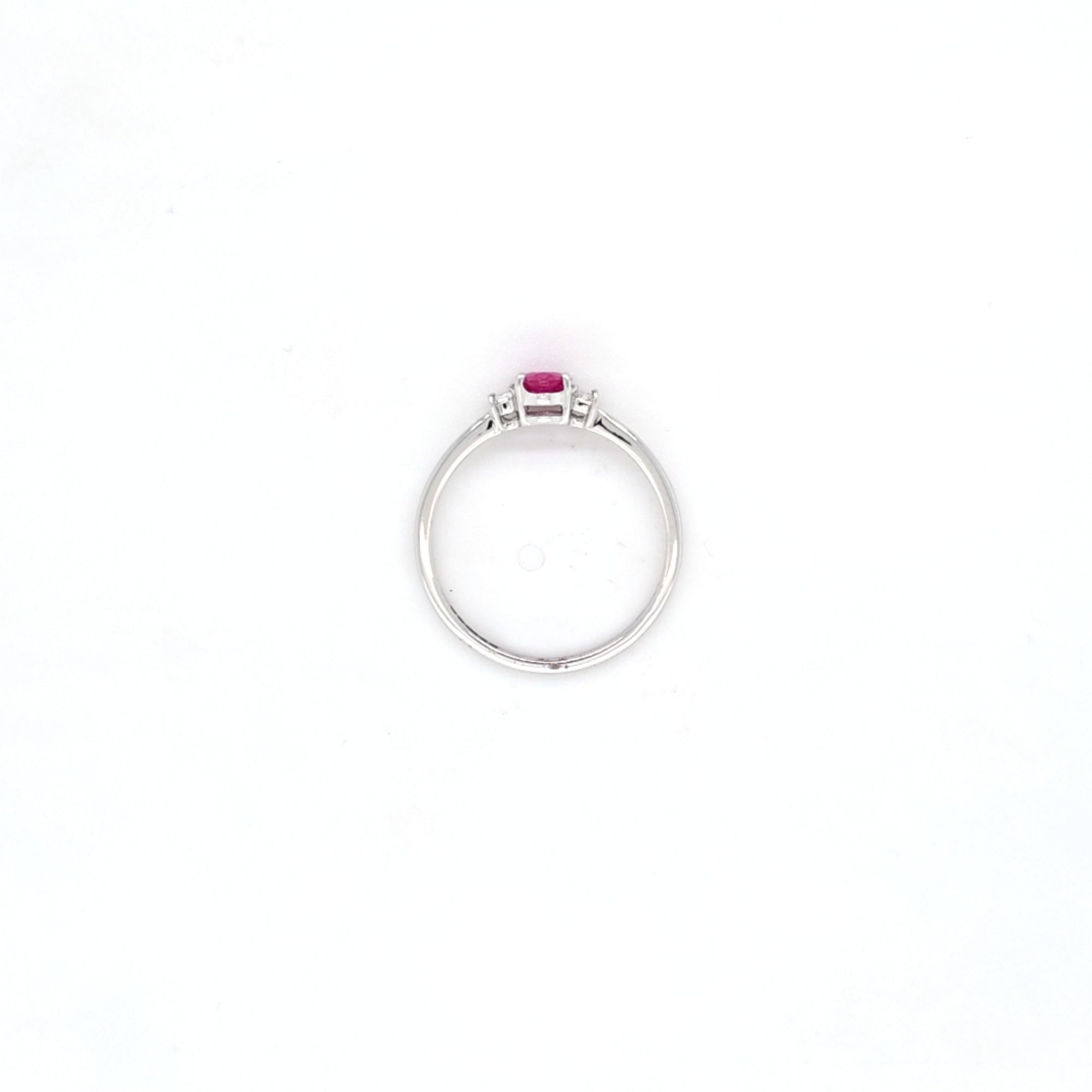 0.65ct Oval Cut Ruby & Diamond Fancy Ring Set in White Gold - Montpellier Jewellers
