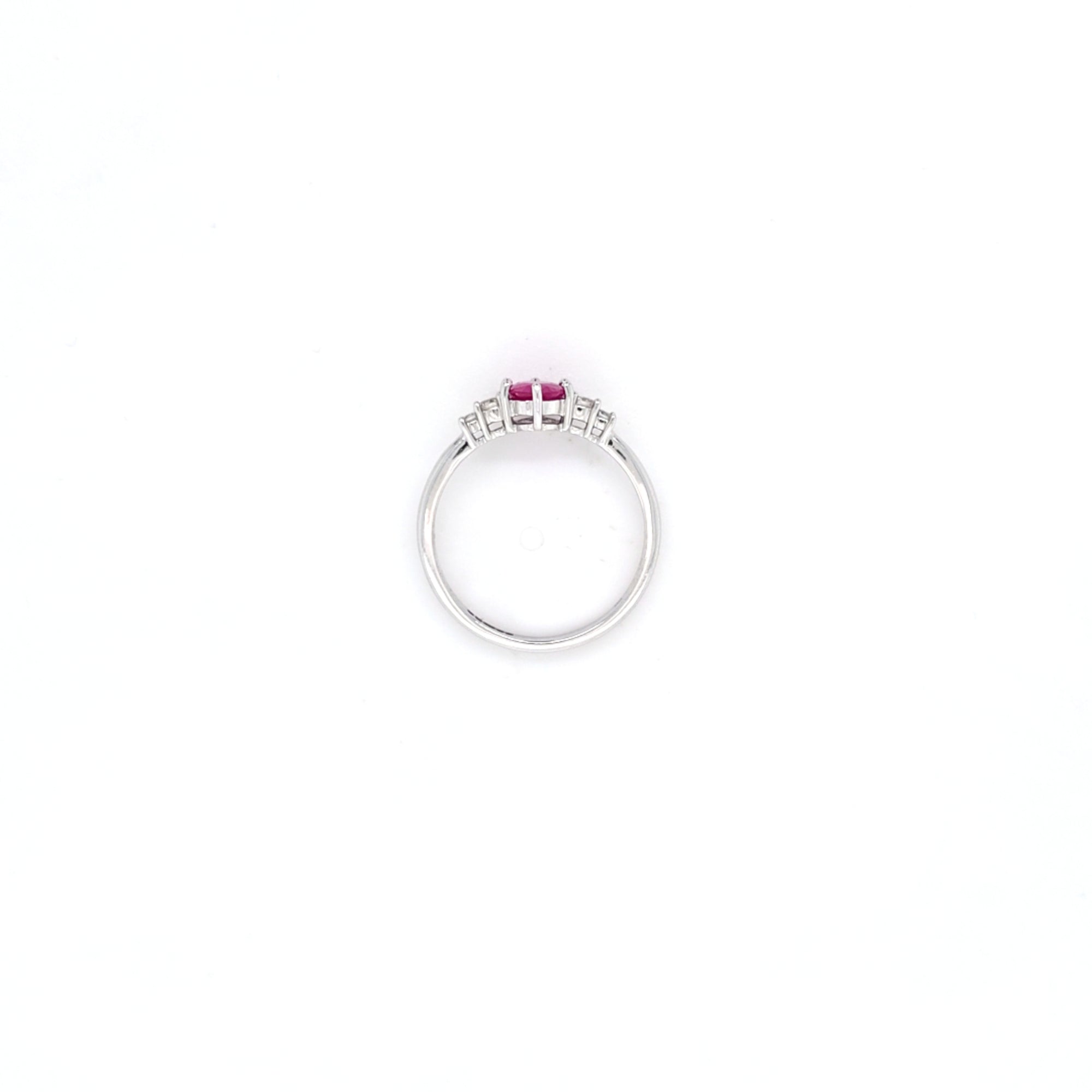 0.96ct Oval Cut Ruby & Diamond Fancy Ring Set in White Gold - Montpellier Jewellers