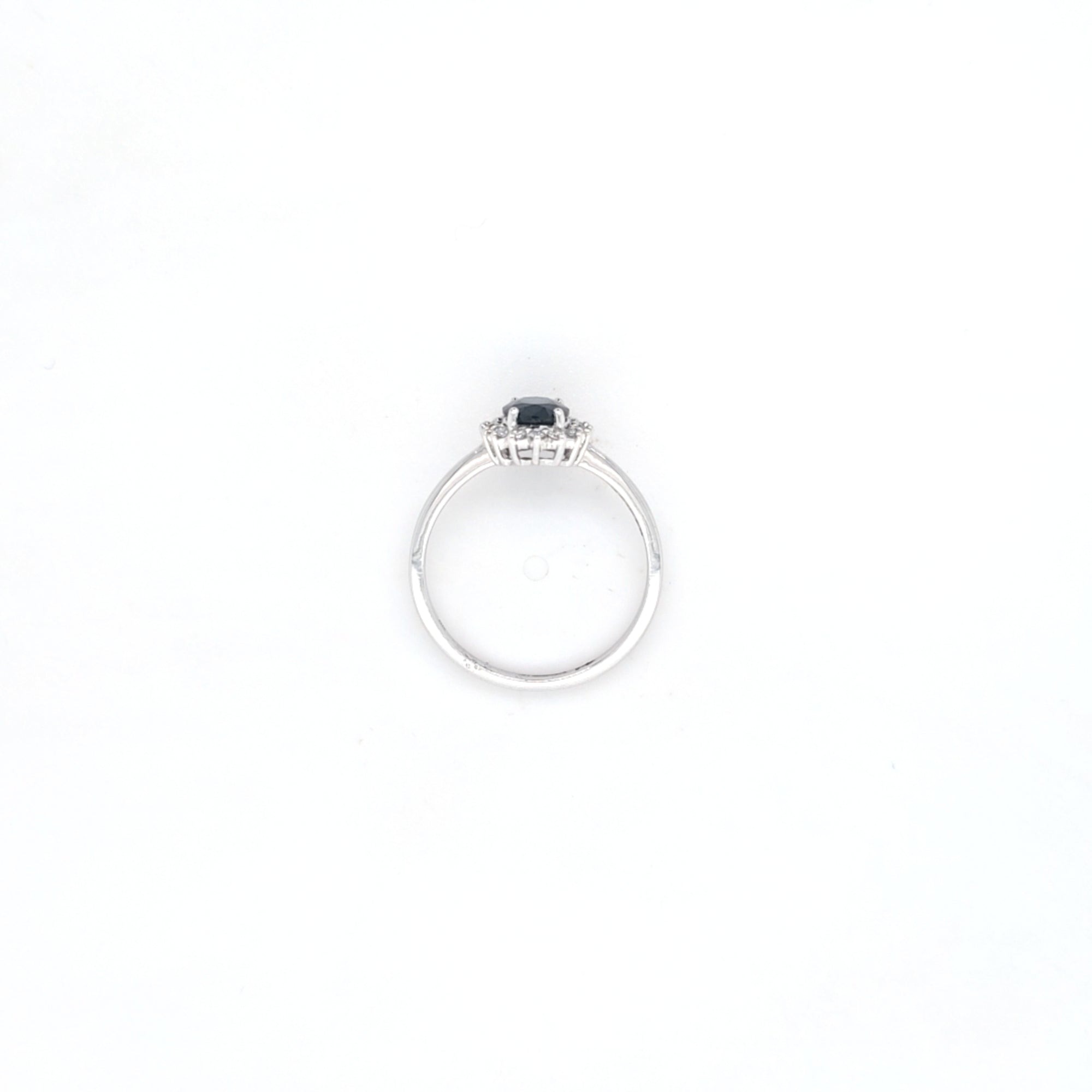 0.96ct Oval Cut Sapphire & Diamond Cluster Ring Set in White Gold - Montpellier Jewellers