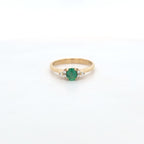 0.37ct Oval Cut Emerald & Diamond Fancy Ring Set in Yellow Gold - Montpellier Jewellers