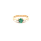 0.37ct Oval Cut Emerald & Diamond Fancy Ring Set in Yellow Gold - Montpellier Jewellers