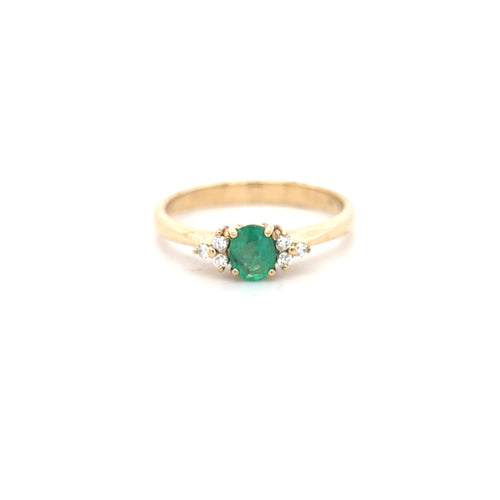 0.37ct Oval Cut Emerald & Diamond Fancy Ring Set in Yellow Gold - Montpellier Jewellers