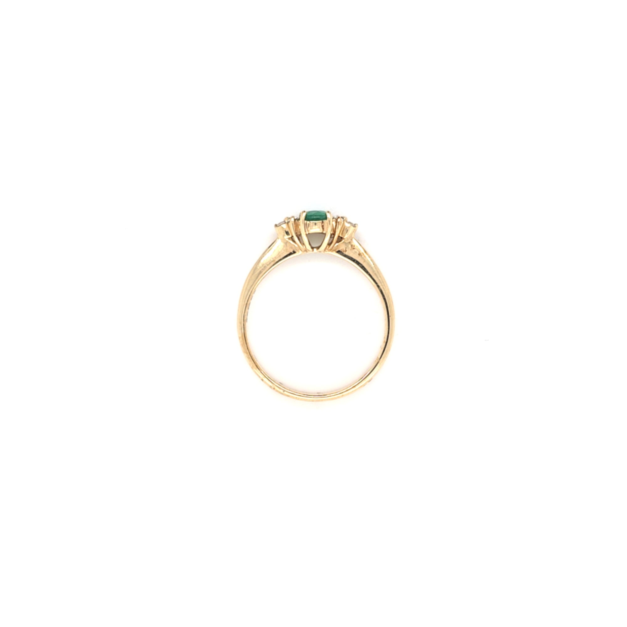 0.37ct Oval Cut Emerald & Diamond Fancy Ring Set in Yellow Gold - Montpellier Jewellers