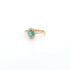 0.37ct Oval Cut Emerald & Diamond Cluster Ring Set in Yellow Gold - Montpellier Jewellers