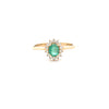 0.37ct Oval Cut Emerald & Diamond Cluster Ring Set in Yellow Gold - Montpellier Jewellers