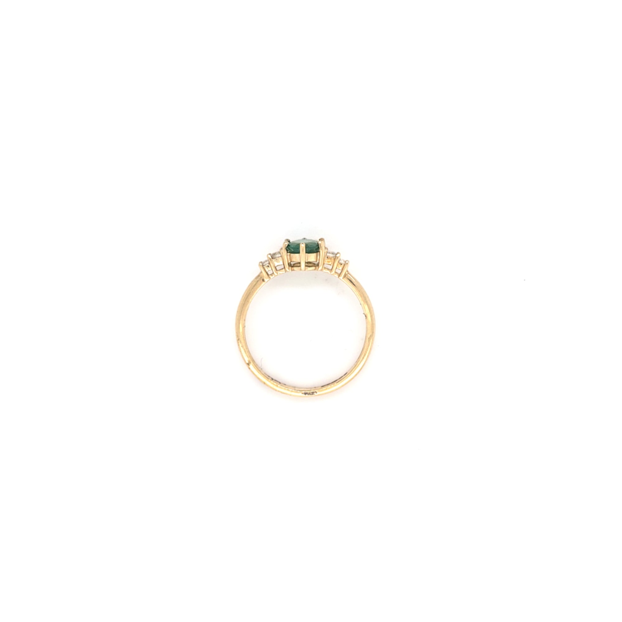 0.72ct Oval Cut Emerald & Diamond Fancy Ring Set in Yellow Gold - Montpellier Jewellers