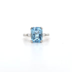 3.04ct Aquamarine & Diamond Ring Set in 18ct White Gold - Montpellier Jewellers