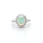 0.87ct Opal & Diamond Cluster Ring set in Platinum - Montpellier Jewellers
