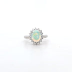 0.87ct Opal & Diamond Cluster Ring set in Platinum - Montpellier Jewellers