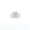 IGI 3.00ct D/VS2 Radiant Cut LAB Diamond Ring with Trapezoid Side Stones Set in Platinum - Montpellier Jewellers