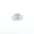 IGI 3.00ct D/VS2 Radiant Cut LAB Diamond Ring with Trapezoid Side Stones Set in Platinum - Montpellier Jewellers