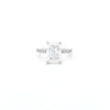 IGI 3.01ct D/VS2 Radiant Cut LAB Diamond Solitaire set in Platinum with Diamond Shoulders & Ruby Accent Stone - Montpellier Jewellers