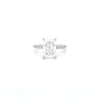 IGI 3.01ct D/VS2 Radiant Cut LAB Diamond Solitaire set in Platinum with Diamond Shoulders & Ruby Accent Stone - Montpellier Jewellers