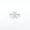 IGI 3.01ct D/VS2 Radiant Cut LAB Diamond Solitaire set in Platinum with Diamond Shoulders & Ruby Accent Stone - Montpellier Jewellers