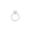 IGI 3.01ct D/VS2 Radiant Cut LAB Diamond Solitaire set in Platinum with Diamond Shoulders & Ruby Accent Stone - Montpellier Jewellers