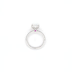 IGI 3.01ct D/VS2 Radiant Cut LAB Diamond Solitaire set in Platinum with Diamond Shoulders & Ruby Accent Stone - Montpellier Jewellers