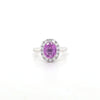 Oval Pink Sapphire & Diamond Cluster Ring Set in Platinum - Montpellier Jewellers