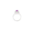 Oval Pink Sapphire & Diamond Cluster Ring Set in Platinum - Montpellier Jewellers
