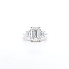 IGI 3.01ct D/VS1 Emerald Cut LAB Diamond Ring with Trapezoid Side Stones Set in Platinum - Montpellier Jewellers