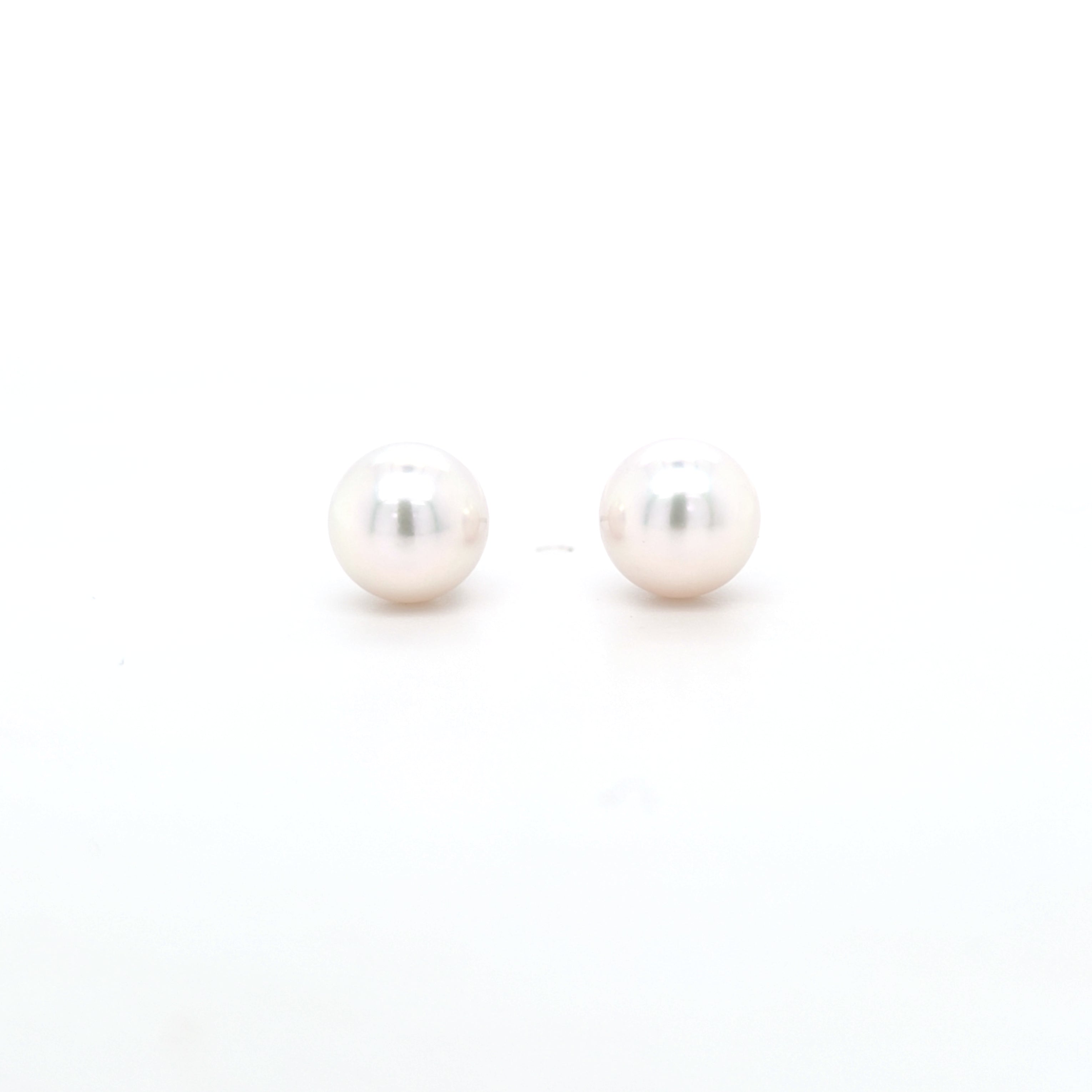 Classic Pearl Stud Earrings AAA Quality Akoya Pearls 7.5mm - 8.0mm - Montpellier Jewellers