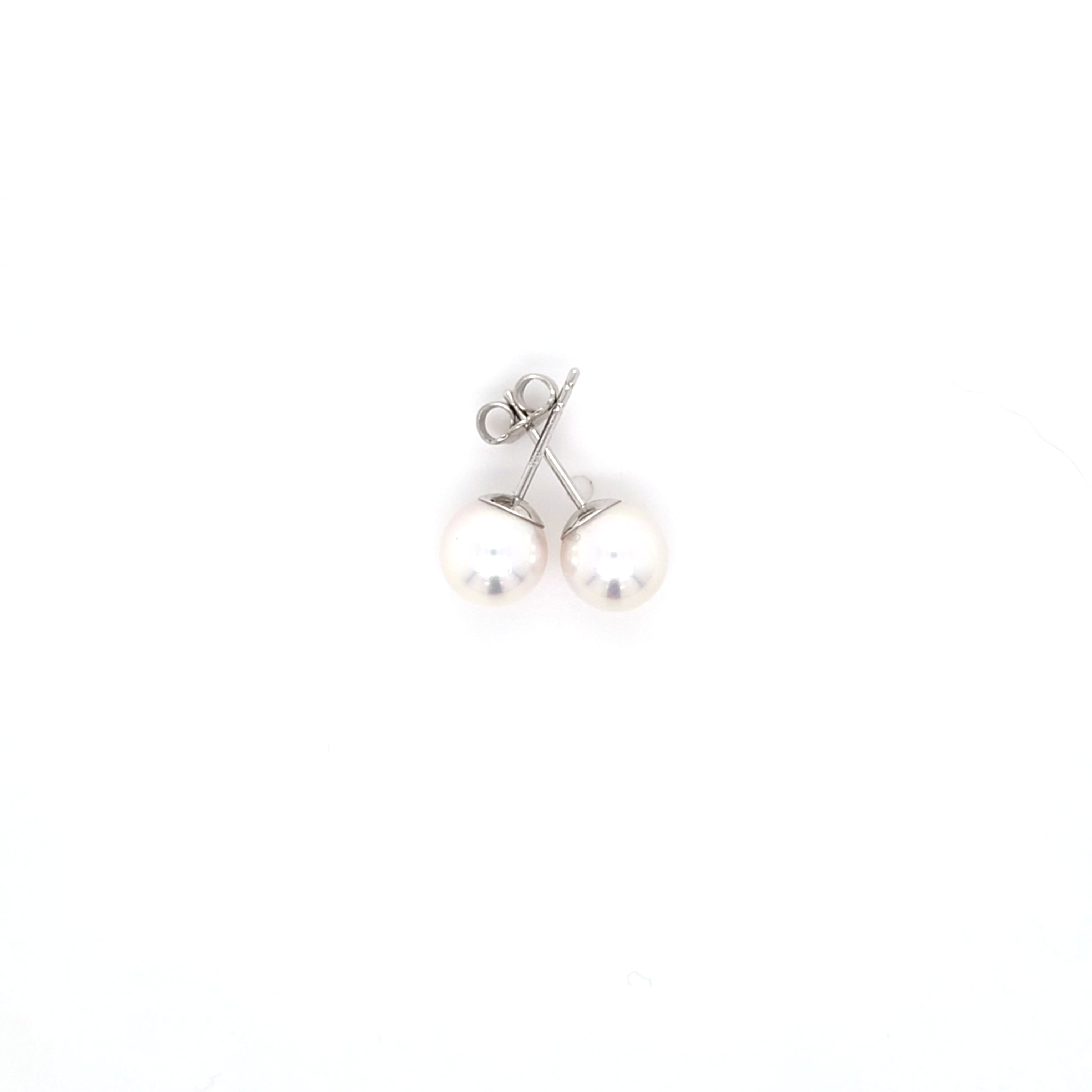 Classic Pearl Stud Earrings AAA Quality Akoya Pearls 7.5mm - 8.0mm - Montpellier Jewellers