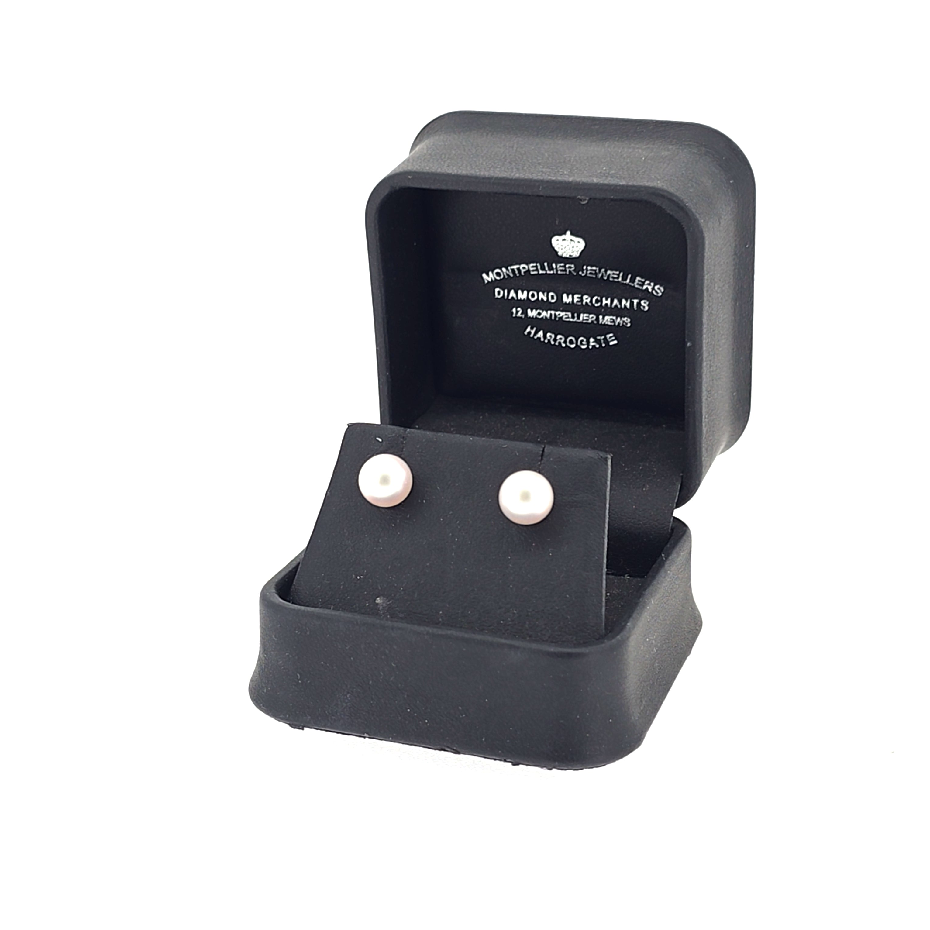 Classic Pearl Stud Earrings AAA Quality Akoya Pearls 7.5mm - 8.0mm - Montpellier Jewellers