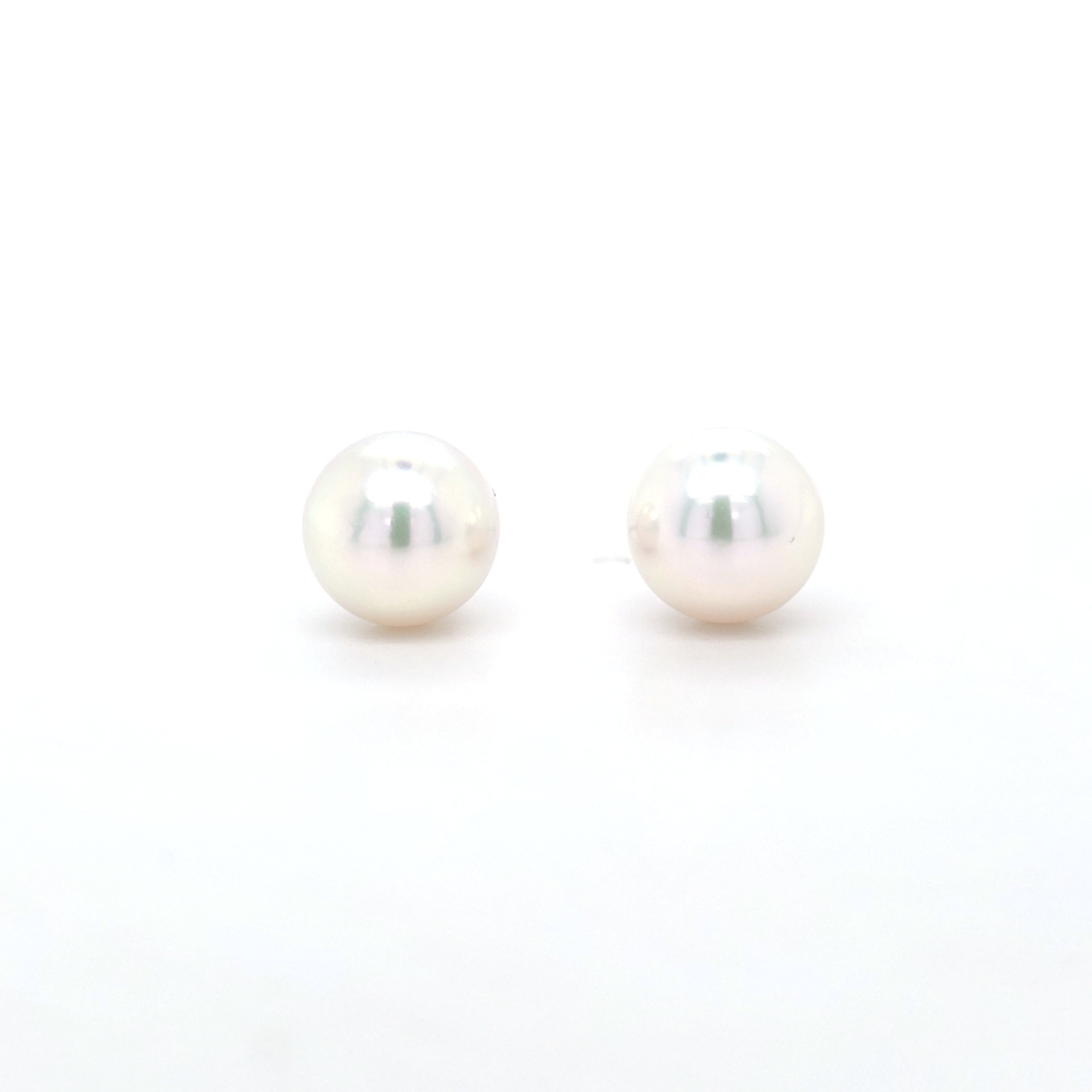 Classic Pearl Stud Earrings AAA Quality Akoya Pearls 8.5mm - 9.0mm - Montpellier Jewellers