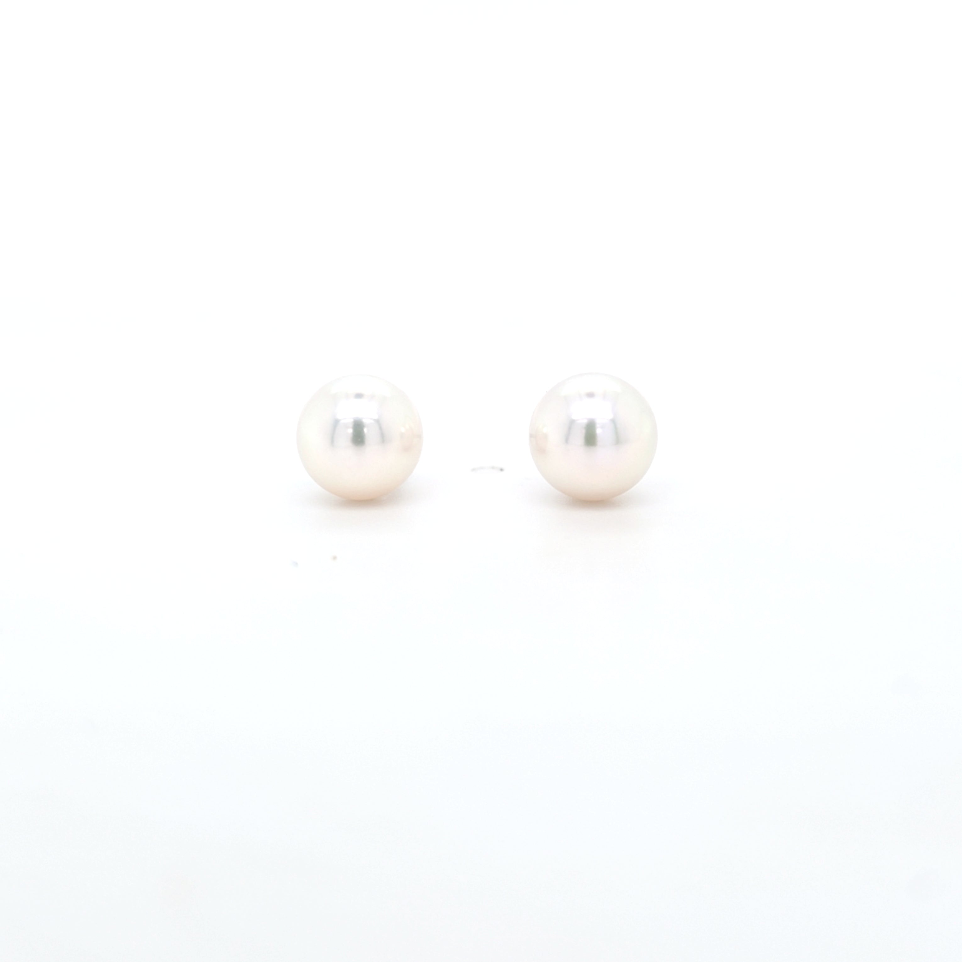 Classic Pearl Stud Earrings AAA Quality Akoya Pearls 6.5mm - 7.0mm - Montpellier Jewellers