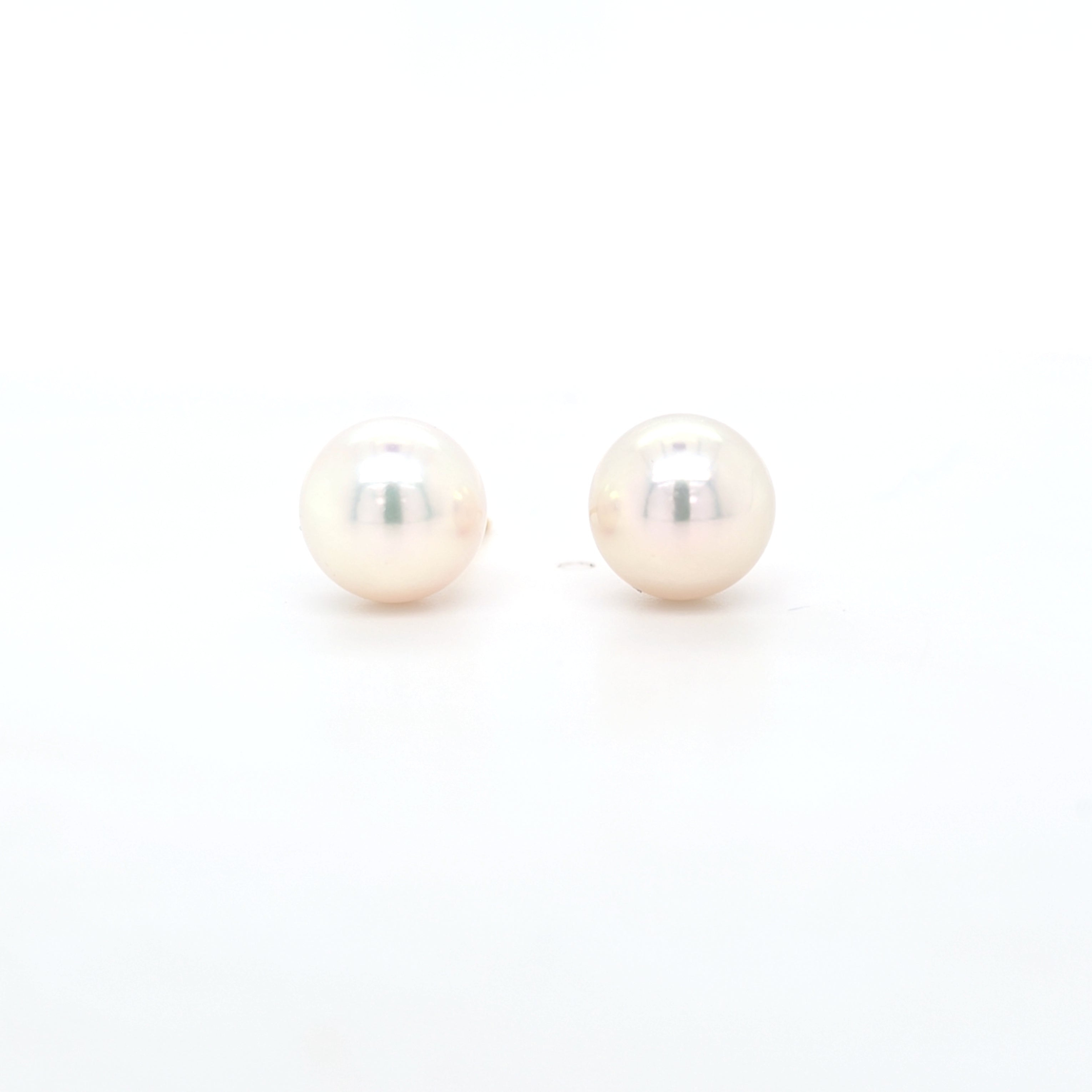 Classic Pearl Stud Earrings AAA Quality Akoya Pearls 9.0mm - 9.5mm - Montpellier Jewellers
