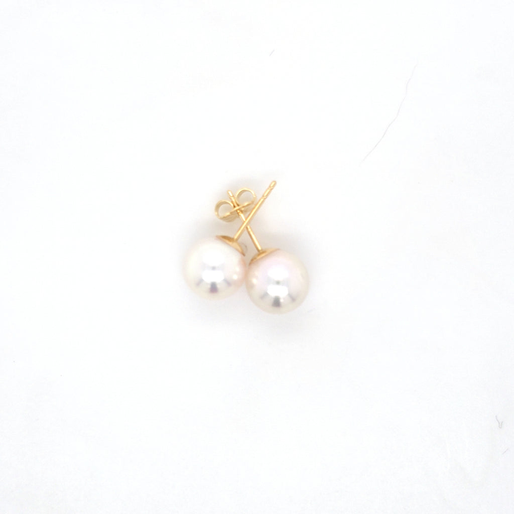 Classic Pearl Stud Earrings AAA Quality Akoya Pearls 9.0mm - 9.5mm - Montpellier Jewellers