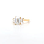 IGI 1.55ct D/VS1 Emerald Cut LAB Diamond Ring with Emerald Cut Side Stones Set in 18ct Yellow Gold