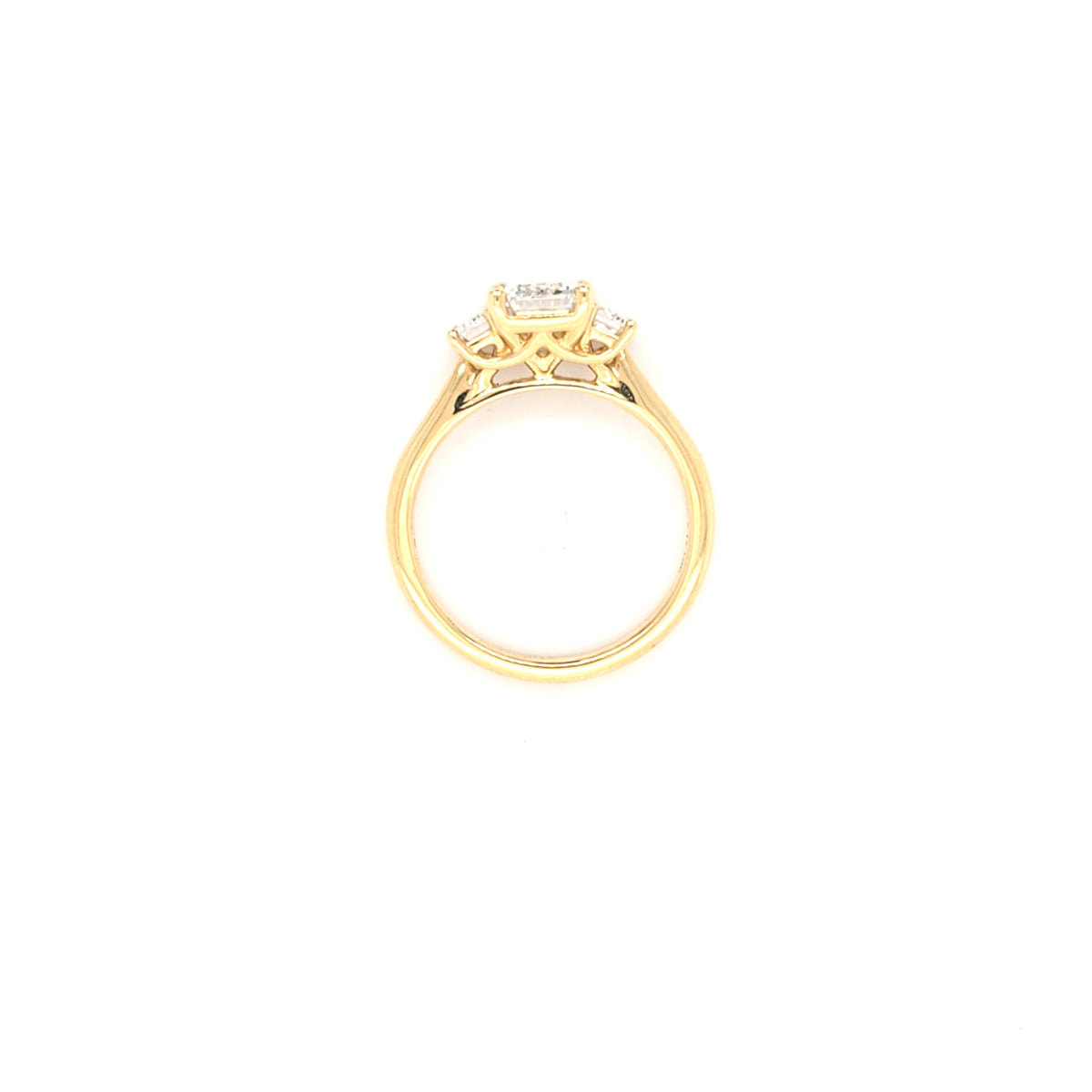 IGI 1.55ct D/VS1 Emerald Cut LAB Diamond Ring with Emerald Cut Side Stones Set in 18ct Yellow Gold