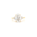 IGI 2.50ct D/VS2 Oval Cut LAB Diamond Ring with Trefoil Diamond Shoulders Set in 18ct Yellow Gold
