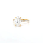 IGI 2.53ct D/VS1 Oval Cut LAB Diamond Ring with Diamond Shoulders & Diamond Set Claws Set in 18ct Yellow Gold
