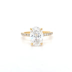 IGI 2.53ct D/VS1 Oval Cut LAB Diamond Ring with Diamond Shoulders & Diamond Set Claws Set in 18ct Yellow Gold