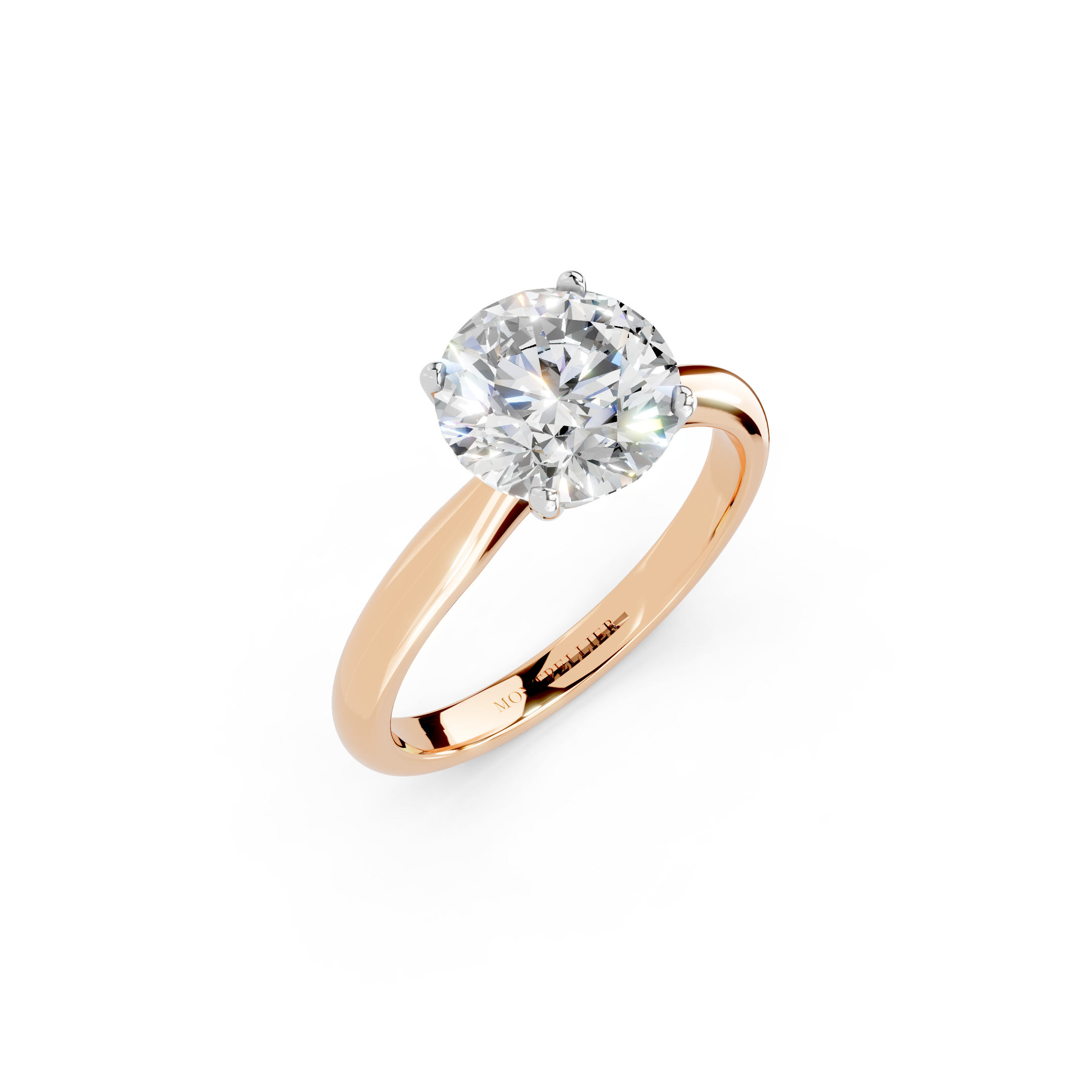 IGI certified 2.00ct lab grown diamond solitaire engagement ring 18ct rose gold on a plain background