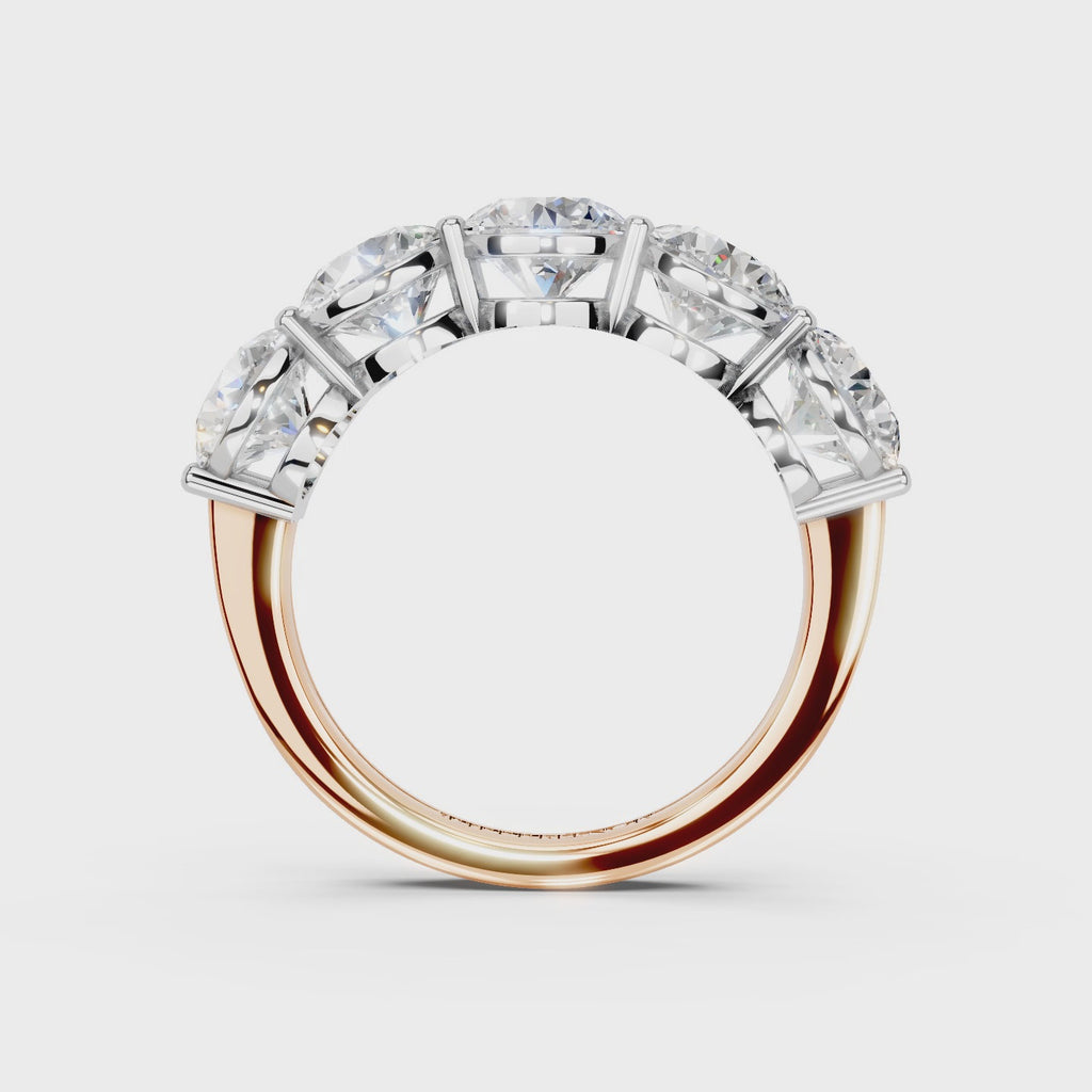 3.50ct Lab Grown 5 Stone Round Diamond Ring Platinum or 18ct Gold - The Montpellier Classic 5 Stone Ring